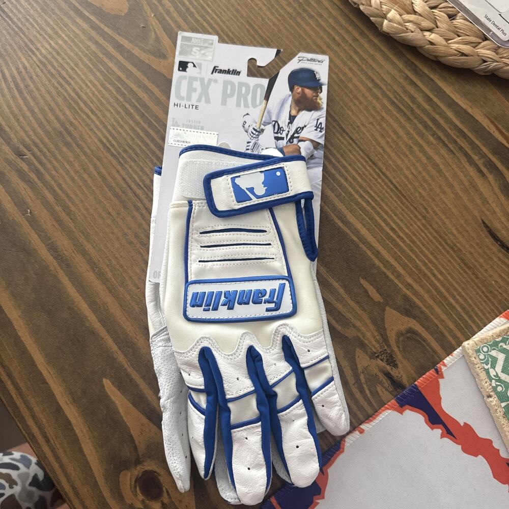 Adult Franklin CFX Pro Hi-Lite Blue Justin Turner Size Small